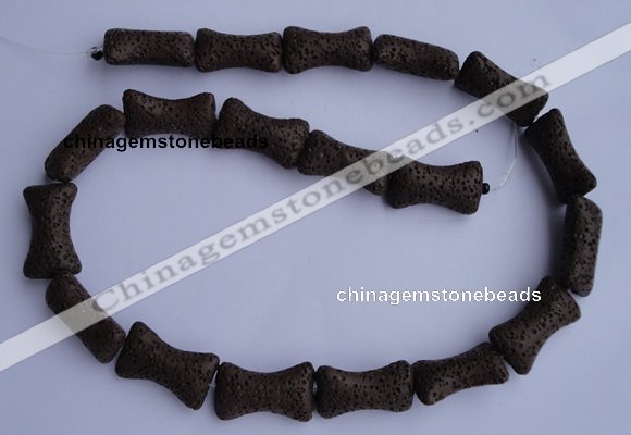 CLV35 15.5 inches 12*20mm pillow-shaped chocolate natural lava beads