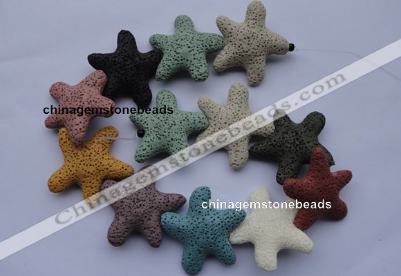 CLV37 14 inches 10*36mm star multicolor natural lava beads wholesale