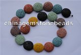 CLV39 15 inches 7*20mm flat round multicolor natural lava beads wholesale