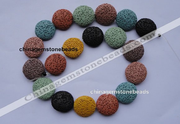 CLV39 15 inches 7*20mm flat round multicolor natural lava beads wholesale