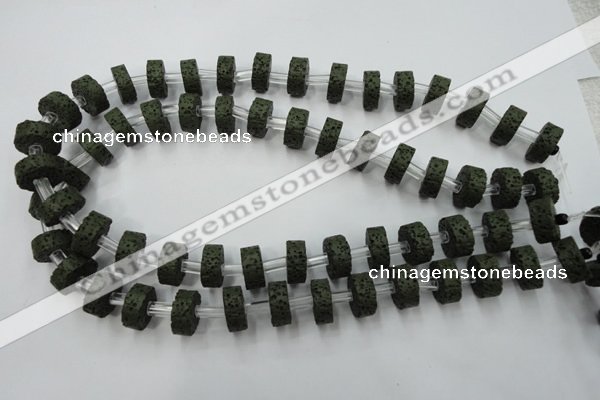 CLV410 15.5 inches 6*15mm tyre dyed lava beads wholesale