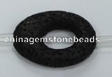 CLV43 15.5 inches 25*33mm oval black natural lava beads wholesale