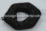 CLV44 15.5 inches 26*33mm hexagon black natural lava beads wholesale