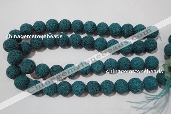 CLV456 15.5 inches 16mm round dyed blue lava beads wholesale