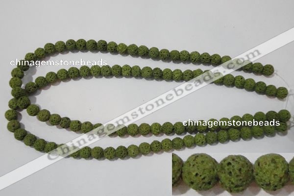 CLV460 15.5 inches 8mm round dyed green lava beads wholesale