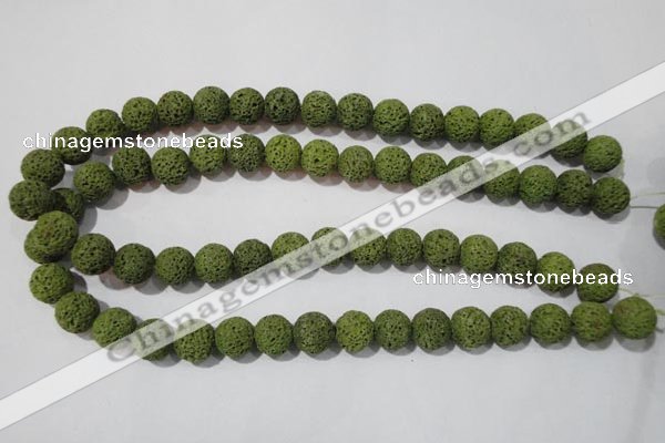 CLV462 15.5 inches 12mm round dyed green lava beads wholesale