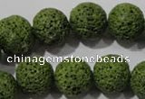 CLV463 15.5 inches 14mm round dyed green lava beads wholesale