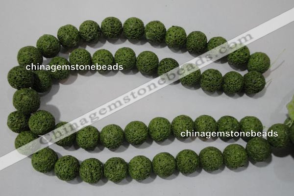 CLV463 15.5 inches 14mm round dyed green lava beads wholesale