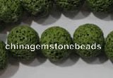 CLV464 15.5 inches 16mm round dyed green lava beads wholesale