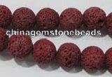 CLV469 15.5 inches 10mm round dyed red lava beads wholesale