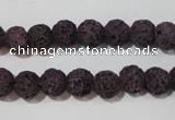 CLV476 15.5 inches 8mm round dyed purple lava beads wholesale