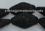 CLV48 15 inches 13*23mm rhombus black natural lava beads wholesale