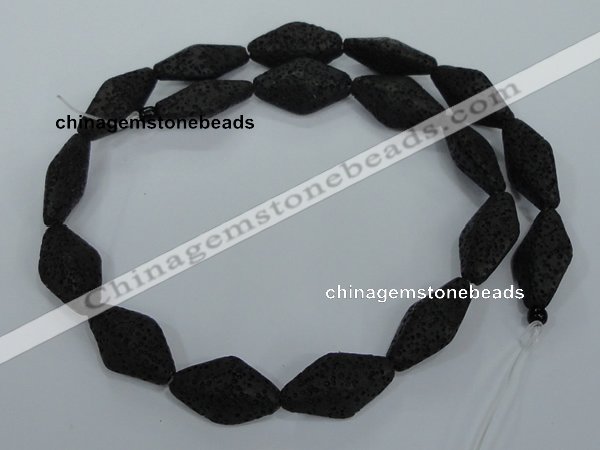 CLV48 15 inches 13*23mm rhombus black natural lava beads wholesale