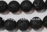 CLV487 15.5 inches 14mm round black lava beads wholesale