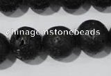 CLV488 15.5 inches 16mm round black lava beads wholesale