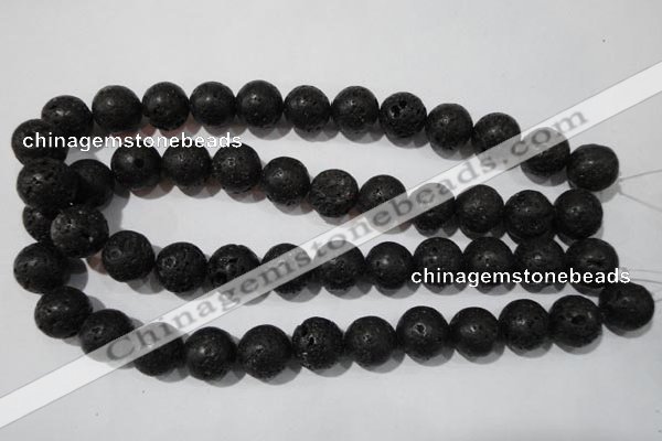 CLV488 15.5 inches 16mm round black lava beads wholesale