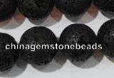 CLV489 15.5 inches 18mm round black lava beads wholesale