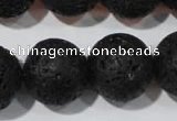 CLV490 15.5 inches 20mm round black lava beads wholesale