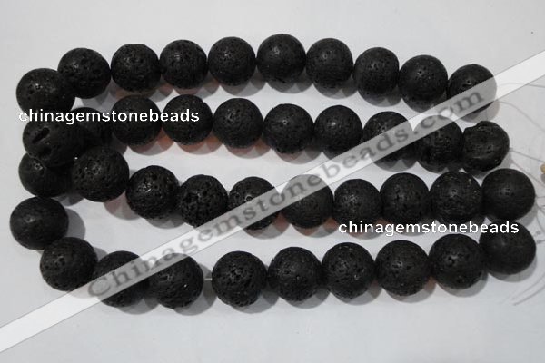 CLV490 15.5 inches 20mm round black lava beads wholesale