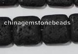 CLV495 15.5 inches 20*20mm square black lava beads wholesale