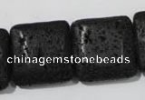 CLV496 15.5 inches 25*25mm square black lava beads wholesale