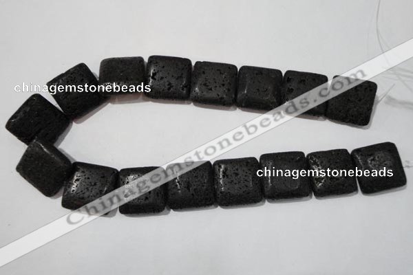 CLV496 15.5 inches 25*25mm square black lava beads wholesale