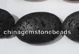 CLV508 15.5 inches 20*30mm oval black lava beads wholesale