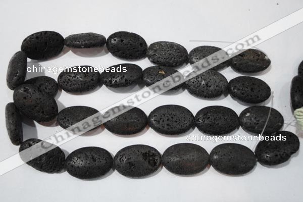 CLV508 15.5 inches 20*30mm oval black lava beads wholesale