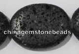 CLV509 15.5 inches 30*40mm oval black lava beads wholesale