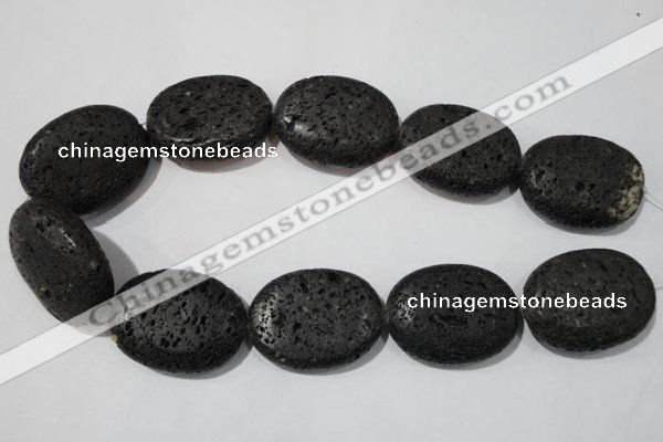 CLV509 15.5 inches 30*40mm oval black lava beads wholesale