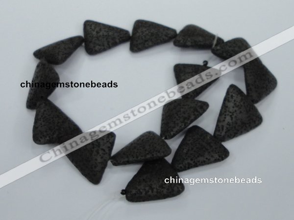 CLV53 15 inches 26*28mm triangle black natural lava beads wholesale