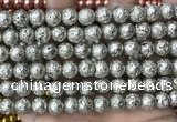 CLV530 15.5 inches 6mm round plated lava beads wholesale