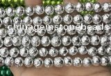 CLV531 15.5 inches 6mm round plated lava beads wholesale