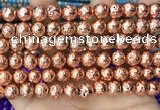 CLV532 15.5 inches 6mm round plated lava beads wholesale