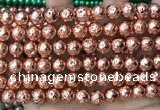 CLV533 15.5 inches 6mm round plated lava beads wholesale