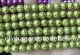 CLV535 15.5 inches 6mm round plated lava beads wholesale