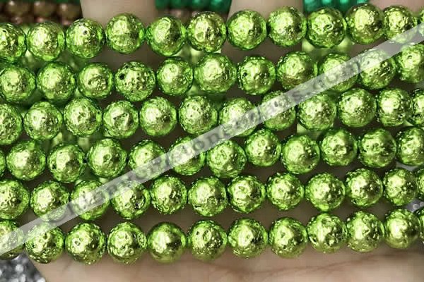 CLV536 15.5 inches 6mm round plated lava beads wholesale