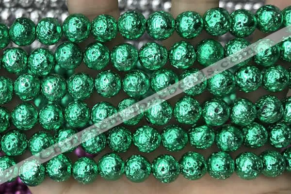 CLV537 15.5 inches 6mm round plated lava beads wholesale