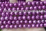 CLV538 15.5 inches 6mm round plated lava beads wholesale