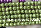 CLV545 15.5 inches 8mm round plated lava beads wholesale