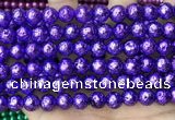 CLV549 15.5 inches 8mm round plated lava beads wholesale