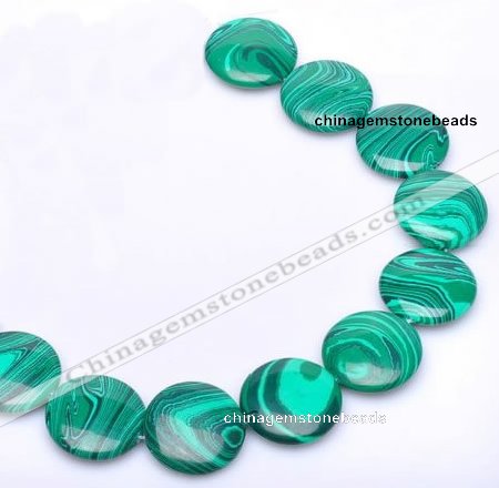 CMA08 15.5 inches 25mm coin imitate malachite beads wholesale