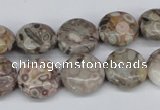 CMB08 15.5 inches 14mm flat round natural medical stone beads