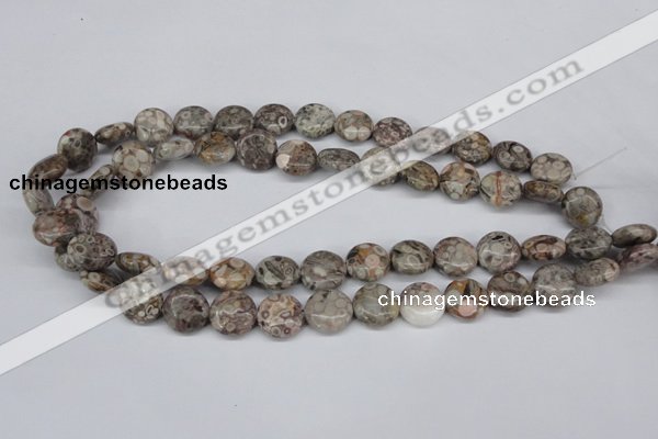 CMB08 15.5 inches 14mm flat round natural medical stone beads