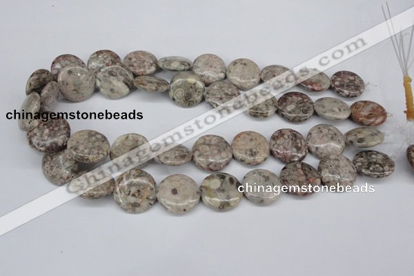 CMB11 15.5 inches 20mm flat round natural medical stone beads