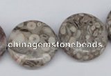 CMB12 15.5 inches 25mm flat round natural medical stone beads