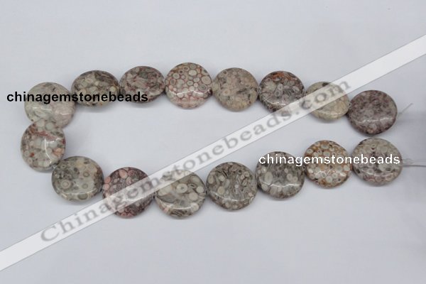 CMB12 15.5 inches 25mm flat round natural medical stone beads