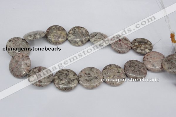 CMB14 15.5 inches 30mm flat round natural medical stone beads