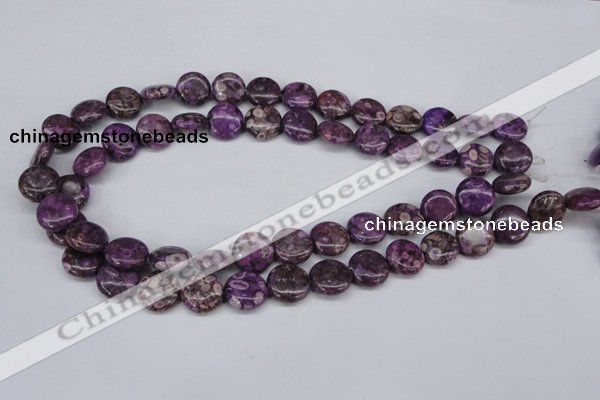 CMB30 15.5 inches 14mm flat round dyed natural medical stone beads