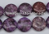 CMB31 15.5 inches 16mm flat round dyed natural medical stone beads